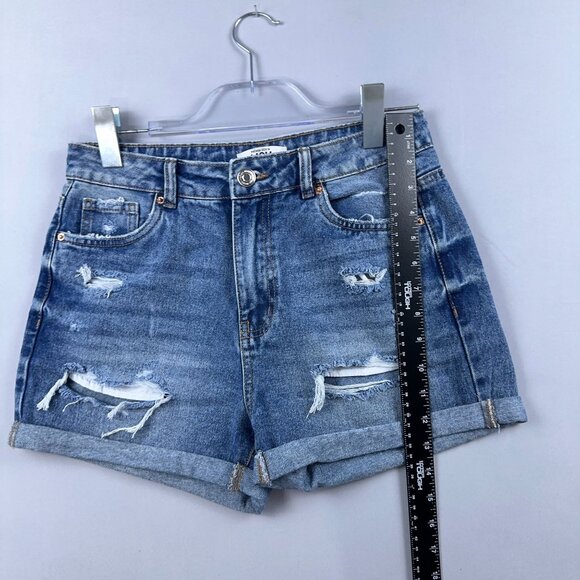 Refuge Denim Mom Shorts Womens Size 03 High Rise Distressed Dark Wash Blue - Picture 8 of 9